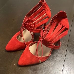 Venetian Red Lace up detail Pumps